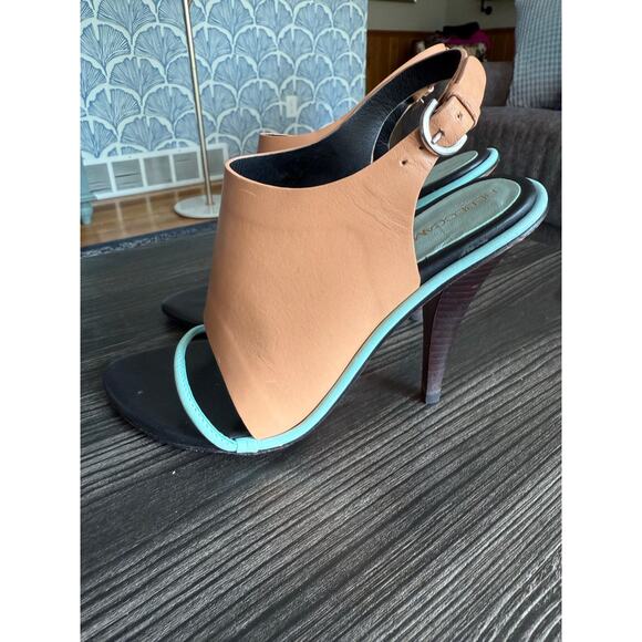 Rebecca Minkoff Leather Colorblock Pattern Slingback Sandals Sz. 6.5 - Picture 9 of 9